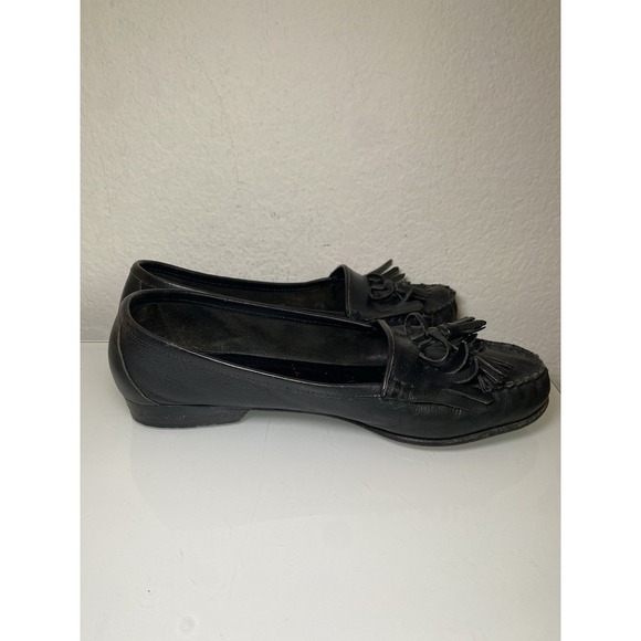 Cole Haan Women's Handcrafted Black Leather Loafer Shoes Italy Size 8.5B Tassels - Picture 10 of 16